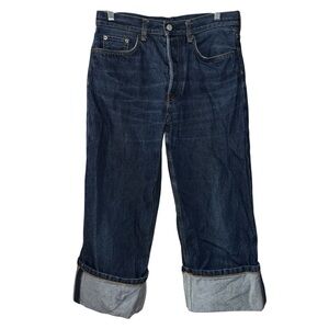 COS Facade Turn-Up Straight Leg Cuffed Jeans Raw Indigo women’s sz 28